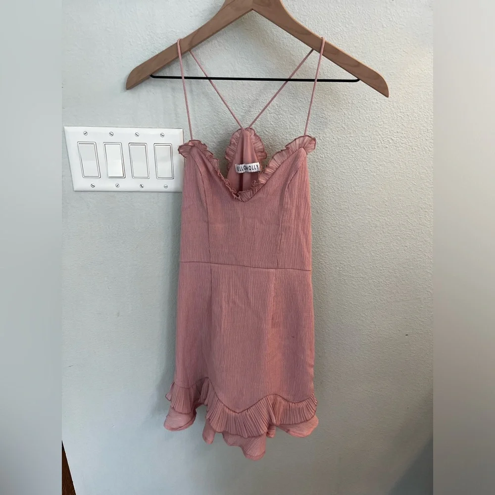 Hello Molly SCORPIO SEASON DRESS BLUSH Elegant Pink Ruffle Hem Dress - Picture 8 of 12